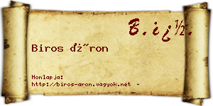 Biros Áron névjegykártya